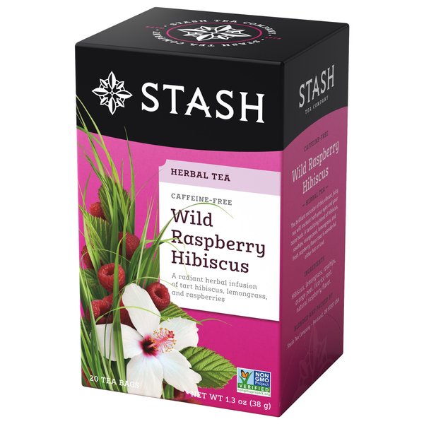 Stash Tea Wild Raspberry Hibiscus Herbal Tea - Naturally Caffeine Free, Non-GMO Project Verified Premium Tea with No Artificial Ingredients, 20 Count (Pack of 6) - 120 Bags Total