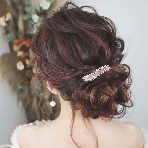 Andelaisi Vintage Rhinestone Hair Clip Wedding Crystal Hair Barrette Gold Rhinestone Barrette Head Clips Sparkly Crystal Cz Hairclip Decorative Headwear Crystal Wedding Headpieces Hair Accessories