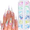 Iridescent Glitter Nail Art Sequins, Holographic 3D Irregular Ultra Thin Nail Art Glitter Flakes Design, Shiny Mermaid Nail Glitter Slices Resin Acrylic Supplies for Women Girls Manicure Decorations