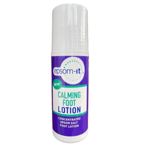 Epsom-It Calming Foot Lotion - Roll On Magnesium Sulfate Lotion for Tired Feet & Ankles, Topical Epsom Salt with Urea, Soften Tough Skin and Cracked Heels, Leg Cramps and Achy Feet, 3.0 oz