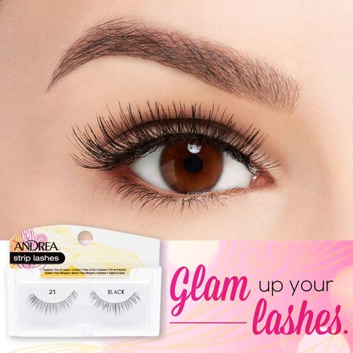 Andrea False Eyelashes Style 21, Strip Lashes, Black x 4 pairs