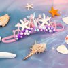 GAFATORY Pink Baby Elastic Headband with Pearl Seashell Starfish Headbands with Veil Fishtails Soft Headwrap Newborn Hair Band Children Hair Accessories