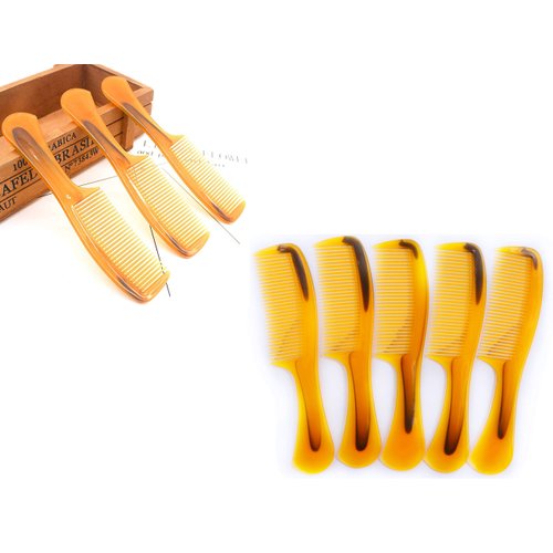 LBY Hair Comb, 5-Pack 16 cm(6.3"), Round Handle Comb Hair Care Comb, Plastic, Yellow
