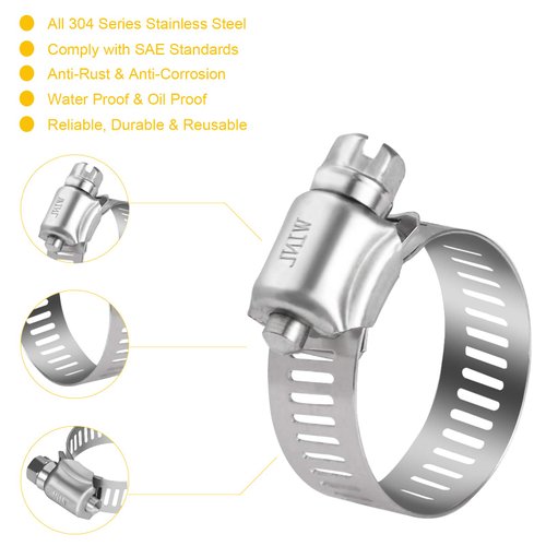 WINL Stainless Steel Hose Clamps - 16 Pack Worm Gear Drive Hose Clamps SAE 16 Clamping Range 3/4 Inch to 1-1/2 Inch (19mm-38mm) for Automotive Plumbing, 3/4'', 1'', 1 1/4'' Hose Clamps