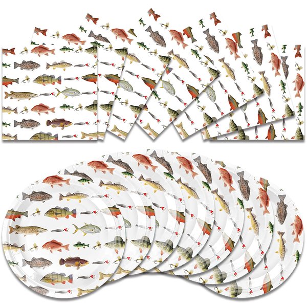 Generic 40pcs Fish Birthday Party Supplies-Party Decorations Tableware For Kids, Plate, Napkin Party Decorations Dinnerware