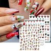 Christmas Cute Nail Art Stickers Cartoon Nail Decals 3D Self Adhesive Nail Stickers Kawaii Cartoon Design Christmas Nail Decals Cute Nail Charms for Women Manicure Acrylic DIY Nail Decoration 6 Sheets