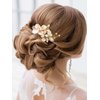Catery Flower Bride Wedding Hair Comb Gold Hair Piece Crystal Bridal Side Comb Champagne Rhinestone Headpiece Floral Bridesmaid Hair Clips Hair Accessories for Women and Girls