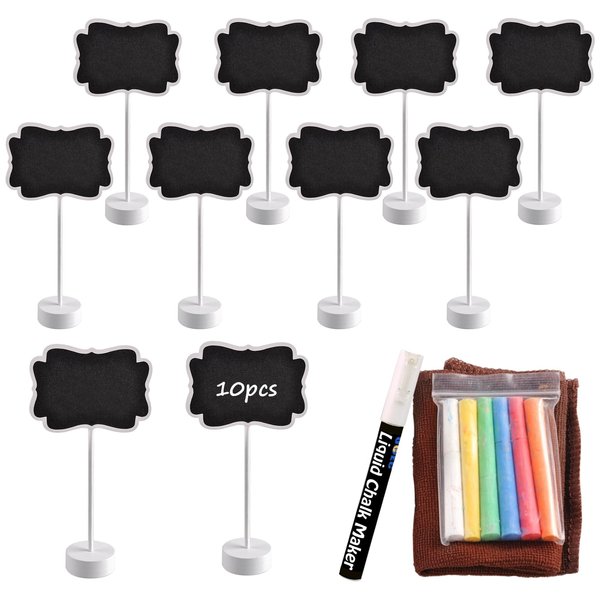 Food Labels for Party Buffet, Wood Mini Chalkboards Signs for Food with Stand, Food Signs for Party Buffet, for Message Board Signs, Place Cards for Weddings, Table Numbers, by UCEC