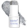 Geylas Silver Body Glitter Gel, Chunky Glitter Stick for Face Body Hair Eyes Lips, Mermaid Women Holographic Sparking Sequins Rave Accessories Singer Concerts Music Festival Makeup