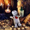 Kathfly 8 Pcs Voodoo Doll Set Include Horror Doll, 7 Pcs Skull Pins Ghost Doll Soft Revenge Dammit Creepy Dolls Pin Holder Voodoo Resin Metal Straight Pins Stress Relieving(White)