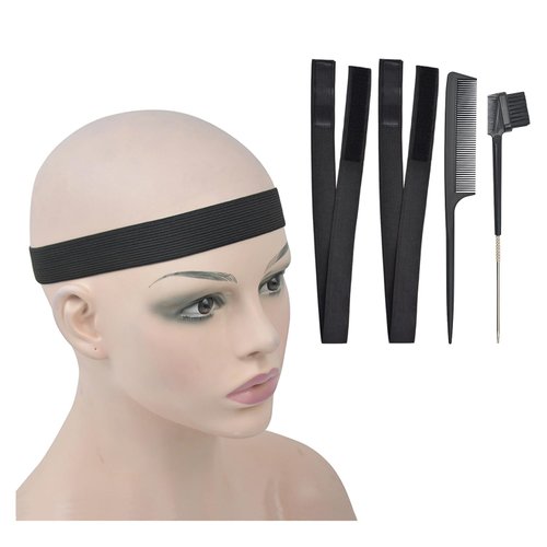 YTBYT 2 Pcs Wig Bands Lace Melting Bands Wig Elastic Bands with Combs and Hair Brush for Lace Front Wigs (Width 1 Inch)