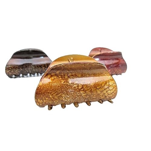 Painted marbled hair claw clamp clips medium hair (Primary color: Brown)