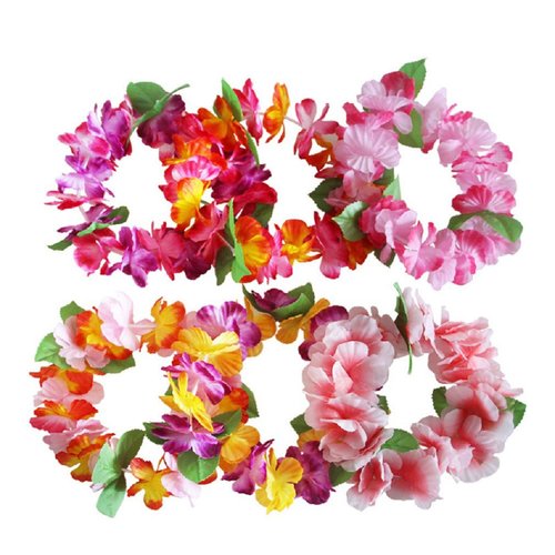 BPNHNA 6PCS Hawaiian Wreaths Headband Tropical Luau Flower Headpiece Leis, Thicker Floral Crown for Summer Beach Pool Party Decorations Favors Supplies