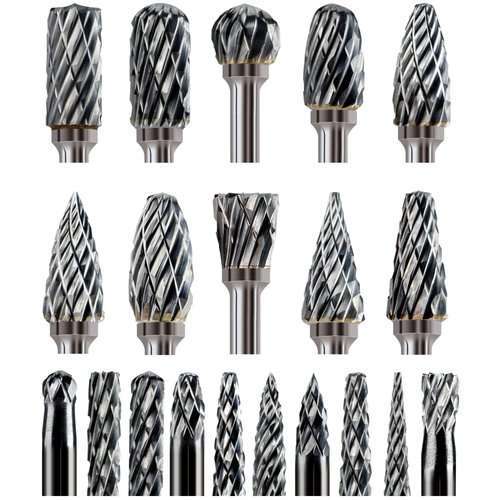 Mars-Rock Carbide Burr Set Compatible with Dremel Milwaukee 1/8" Shank 20PCS Die Grinder Rotary Tool Rasp Bits Accessories Attachments Metal Wood Stone Plastic Carving Cutting Cleaning Grinding