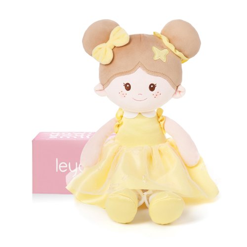 LeyaDoll Soft Baby Doll Toys (16''), My First Baby Rag Doll for 1 Year-Old Girl Birthday Gift, Leya Doll Christmas Plush Toys Gift for Toddler Kids Infants -Butterfly Yellow