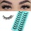 APCYUST Mink Lashes Wispy Eyelashes Natural Fake Lash Pack Fluffy Lashes False Short Strips Eyelash 3D Cat Eye Pestañas Cluster Set that Looks Like Extensions for Daily Makeup (Hybrid+Wispy Lash)