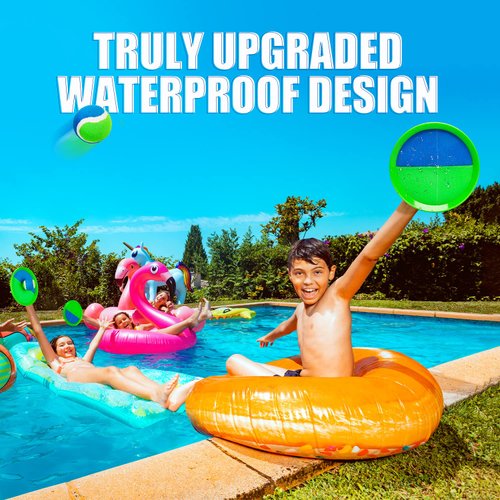 EVERICH Upgraded Toss and Catch Ball Game Set - Indoor and Outdoor Games for Kids 3-12, Beach Sand Pool Water Toy Includes 4 Paddles 4 Sticky Balls, Great Birthday Easter Gifts for Boys Girls