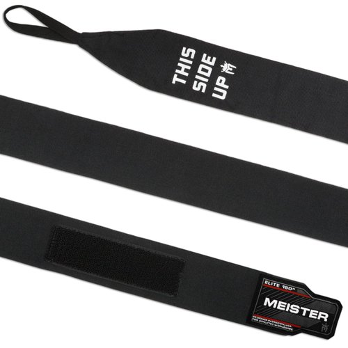 Meister MMA Elite 180" Premium Adult Hand Wraps for MMA & Boxing (Pair) - Black