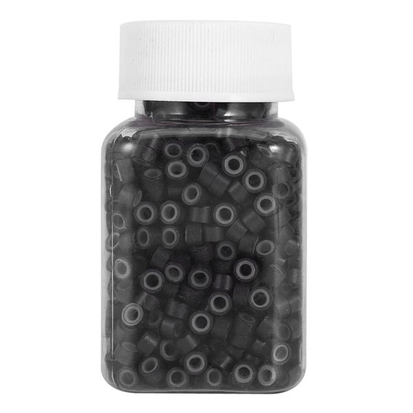 Extension Beads Hair Micro Rings With Loops 4.5Mm 1000Pcs Bottle Silicone Lined Human Hair Pins Hair Extension Beads Link Rings(Dark Brown) (Dark Brown)