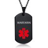 MZC Jewelry WARFARIN Medical Alert Necklace for Men Women Stainless Steel Engraved Medical ID Tag Emergency Alert Identification Pendant