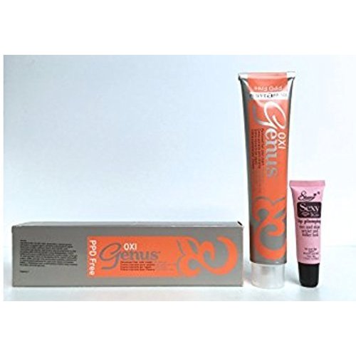 Genus Oxi Permanent Hair Color Cream With Olive Oil 3.4 Oz PPD Free "Free Starry Lip Plumping 10 Ml" (2.2 Dark Violet Brown/Moreno Violeta)