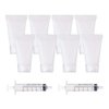 BENECREAT 30 Pack 0.5oz Clear Empty Tubes with Plastic Syringes Clear Squeezable Cosmetic Containers Refillable Plastic Tubes for Shampoo Facial Cleanser Makeup Sample