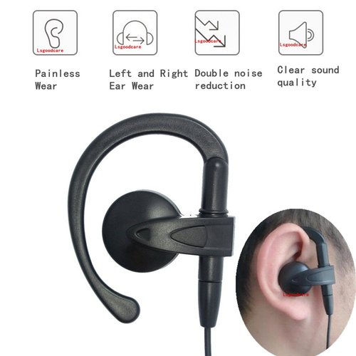 Lsgoodcare 2 Pin Ear- Clip Ear Hook Security Earpiece Headset Earphone PTT and Mic Compatible with Kenwood Two Way Radio TK3170 TK3173 TK3200 TK3201 Walkie Talkie, Pack of 5