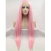 SeraphicWig Pink Lace Front Wigs Middle Part Long Straight Synthetic Wig Glueless for Women Heat Resistant Fiber Hair Half Hand Made 24 inches