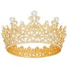 Vofler Crown Gold Tiara for Women Queen-Round Crystal Rhinestone Hair Jewelry Decor Toddler for King Ladies Girls Bridal Bride Princess Quinceanera Birthday Wedding Pageant Halloween Costume Party