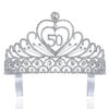 50-Year-Old Fifty Years Old Number 50 Birthday Party Austrian Rhinestone Crystal Tiara Crown With Hair Combs Cake Topper Queen Jewelry T803 Silver