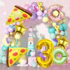 7pcs Pizza Balloons, Pizza Birthday Number Mylar Foil Balloon Pizza Slice Party Supplies Pizzaria Birthday Decorations (3rd)