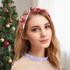 Vanaure Christmas Headbands for Women, Knotted Headband with Christmas Decorations, Rhinestone Headbands for Women, Christmas Wide Headbands for Women, Red and White Headband…