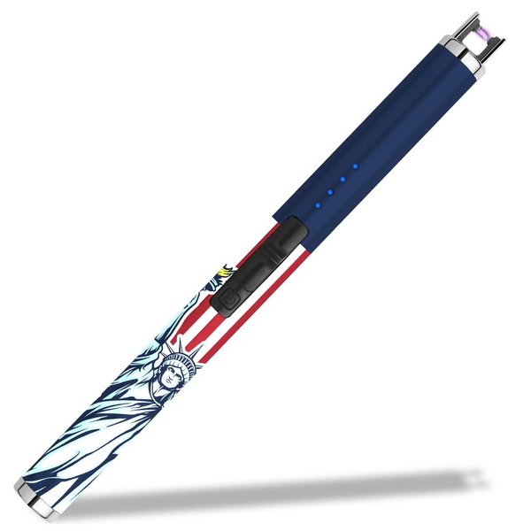 SUPRUS Electric Lighter Candle Lighter USB Type C Rechargeable Lighter with LED Battery Display and Safety Switch Windproof Best Souvenir for Independence Memorial and Veterans Day (Statue of Liberty)