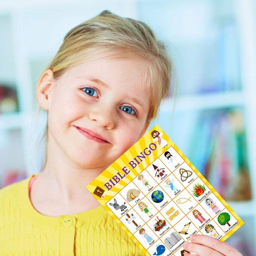 Fancy Land Bible Bingo Game for Vacation Bible School 24 Players for Kids Christian Sunday Church