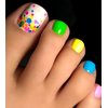 Aegenacess 28pcs Toenail Press on Summer Fake Toe Nails Press ons False Nail Tips Beach Short Pedicure Kit for Women (Multicoloured Dots)