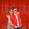 KatchOn, Iridescent Red Streamers Party Decorations - 3.2x8 Feet, Pack of 2 | Shiny Red Fringe Backdrop for Christmas Decorations | Red Christmas Backdrop | Red Backdrop for Red Party Decorations