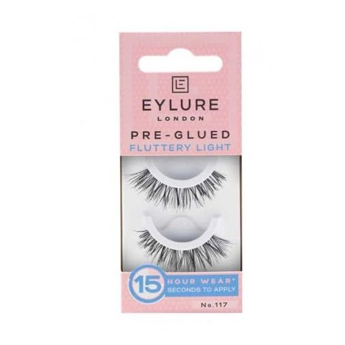Eylure Press On Pre-Glued False Eyelashes, Wispy Light Texture Lash, No.117, 1 Pair