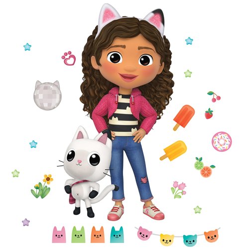 RoomMates Gabby's Dollhouse Peel and Stick Wall Decals, RMK4823SCS, Pink, Purple, Blue
