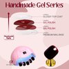 GLAMERMAID Cherry Red Press on Nails Medium Almond, Handmade Jelly Soft Gel Dark Red Glue on Nails Stiletto, Burgundy Emo Fake Nails Short Oval, Reusable Acrylic Stick on False Nails Kit for Women