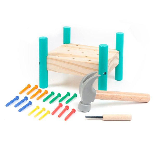 OUJILA Wooden Baby Workbench Pounding Hammer Toy for Toddlers,STEM Educational Preschool Learning Toys for Kids, Great DIY Gift for Boys and Girls