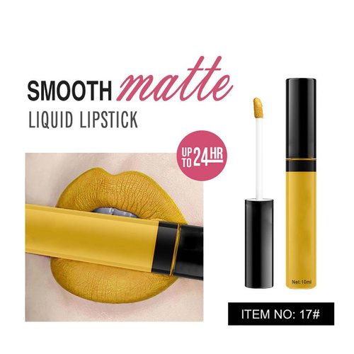 Kilshye Liquid Lipstick Blue Lipsticks Moisturizing Lipgloss High Pigment Lip Cream Velvet Lips Glaze Makeup for Women and Girls Pack of 1 (C-Yellow 17#)