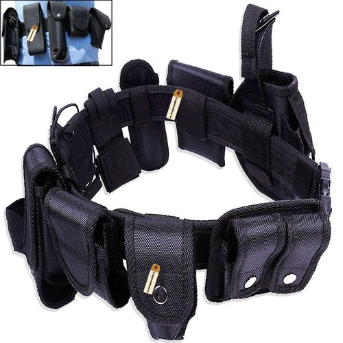 Lsgoodcare Multifunction Police Security Guard Military Tactical Duty Utility Waist Belt, Black 10 in 1 600D Nylon Adjustable Modular Equipment Law Enforcement Outdoor Duty Belts