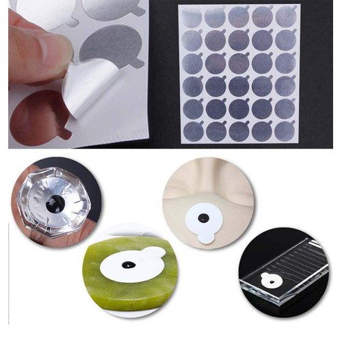 Oillgkori 900Pcs 2.2cm Disposable Eyelash Glue Holder Pallet Paper Eyelash Extension Glue Holder Pad Sticker Jade Stone Grafted Lash Makeup Tool