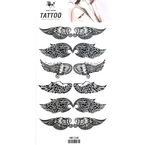 Tattoos 2 Sheets Angel Wings Cartoon Tattoo Art Fashion Temporary Tattoos Body Art Stickers Fake Waterproof Removable Stickers Party for Teens Men Women (08)