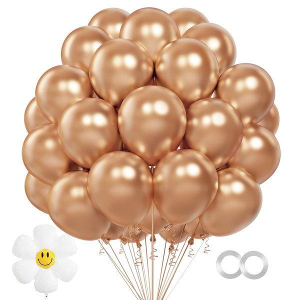 Metallic Rose Gold Balloons，100 pcs 12 Inch Metallic Rose Gold Latex Balloons, Metallic Rose Gold Balloons for Party Decoration，Birthday Decoration，Baby Shower，Wedding（Metallic Rose Gold Balloons）