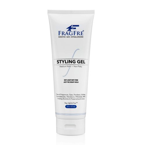FRAGFRE Styling Gel Fragrance Free 8 oz Medium Hold - Hair Styling Gel for Sensitive Skin - Hypoallergenic Parabens Free - Gluten Free Vegan Cruelty Free - for Men Women and Children