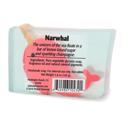 Primal Elements Glycerin Bar Soap | Helps All Skin Types, Sensitive, Oily & Dry Skin | NO PARABENS, VEGAN, GLUTEN FREE, 100% VEGETABLE BASE - (Narwhal)