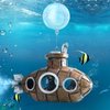 Floating Fish Tank Decoration, Little Cute Retro Submarine Aquarium Decoration with Two Float Balls , Resinous Fish Tank Accessorie, Safe Fish Toy for Betta Cichlid Goldfish Shrimps Hermit Crabs