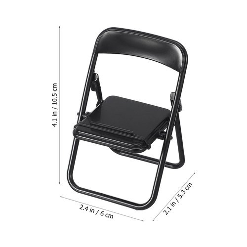 DEARMAMY 12Pcs Miniature Chair: Miniature Folding Chairs Doll House Folding Chair Phone Stand Mini Plastic Chair Foldable Black for Mini House Miniature Furniture Accessories Decoration