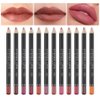 FLYEEO 12 PCS Nude Red Deep Red Brown Matte Lip Liner Pencil Set Waterproof Long Lasting Lip Liner Lipstick for Women